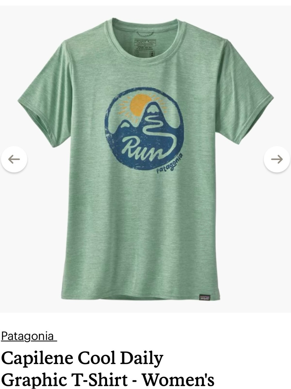 Patagonia Mint Green Run Graphic Short Sleeve Tee
